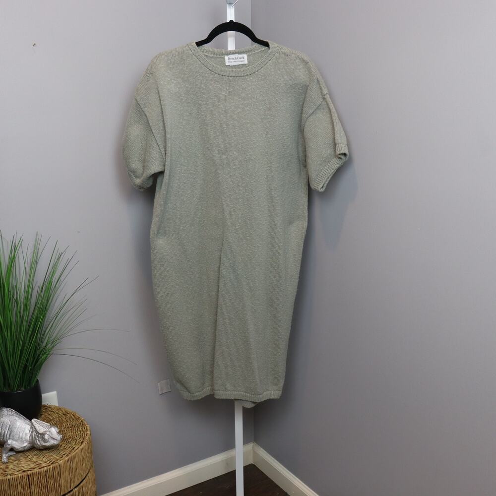 French Creek Cotton Sweater Dress Gray Green‎ L